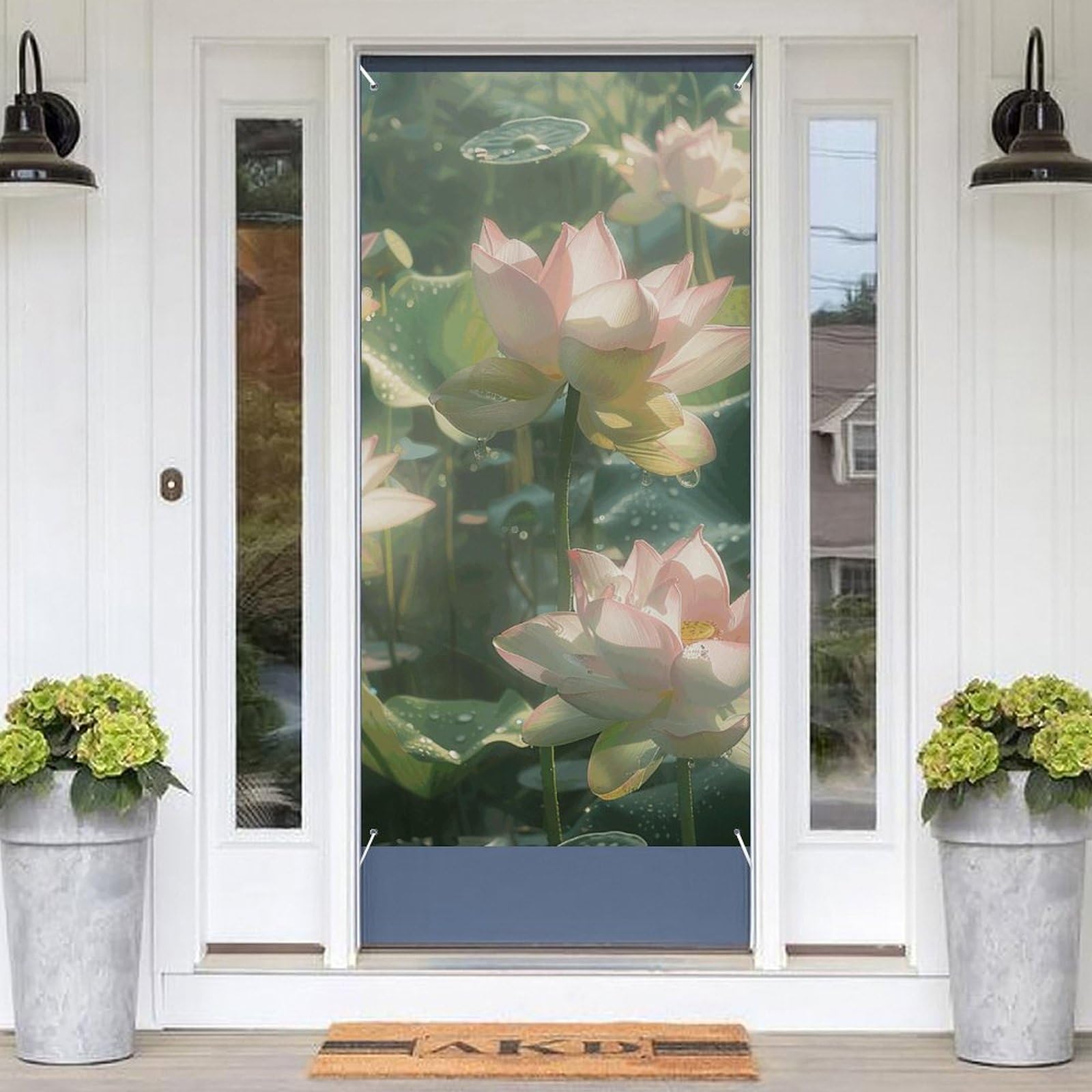 KLOPH Door Cover Decoration Welcome Door Banner Porch Sign Photo Background Doors Curtains for Doorway Privacy Window Curtain Surrounded by Leaves Porch Cover Indoor Outdoor Decor 70.9x35.4in