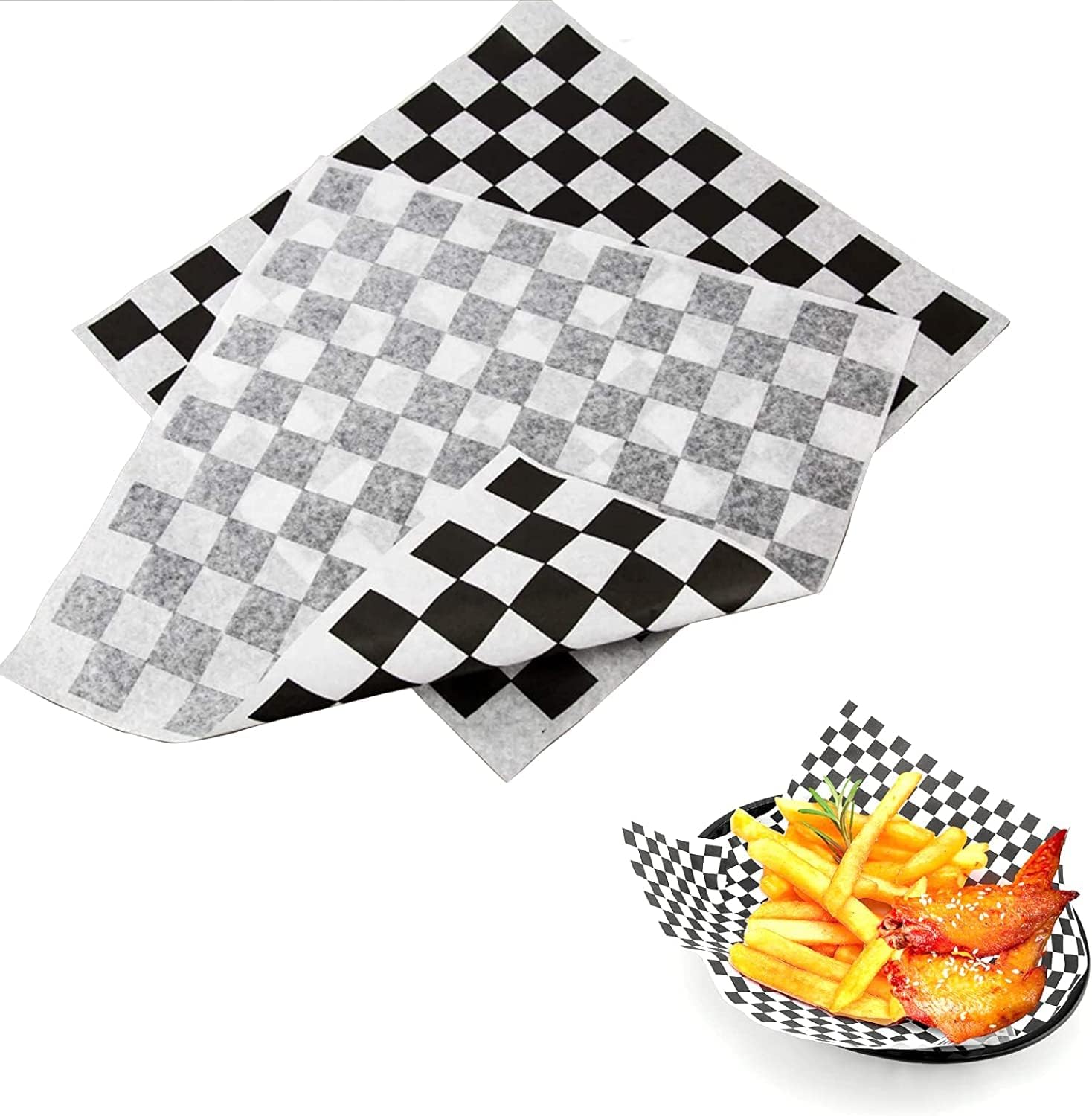 Food Grade Wrap Paper Greaseproof Sandwich Wrap Paper,100Pcs Checkered