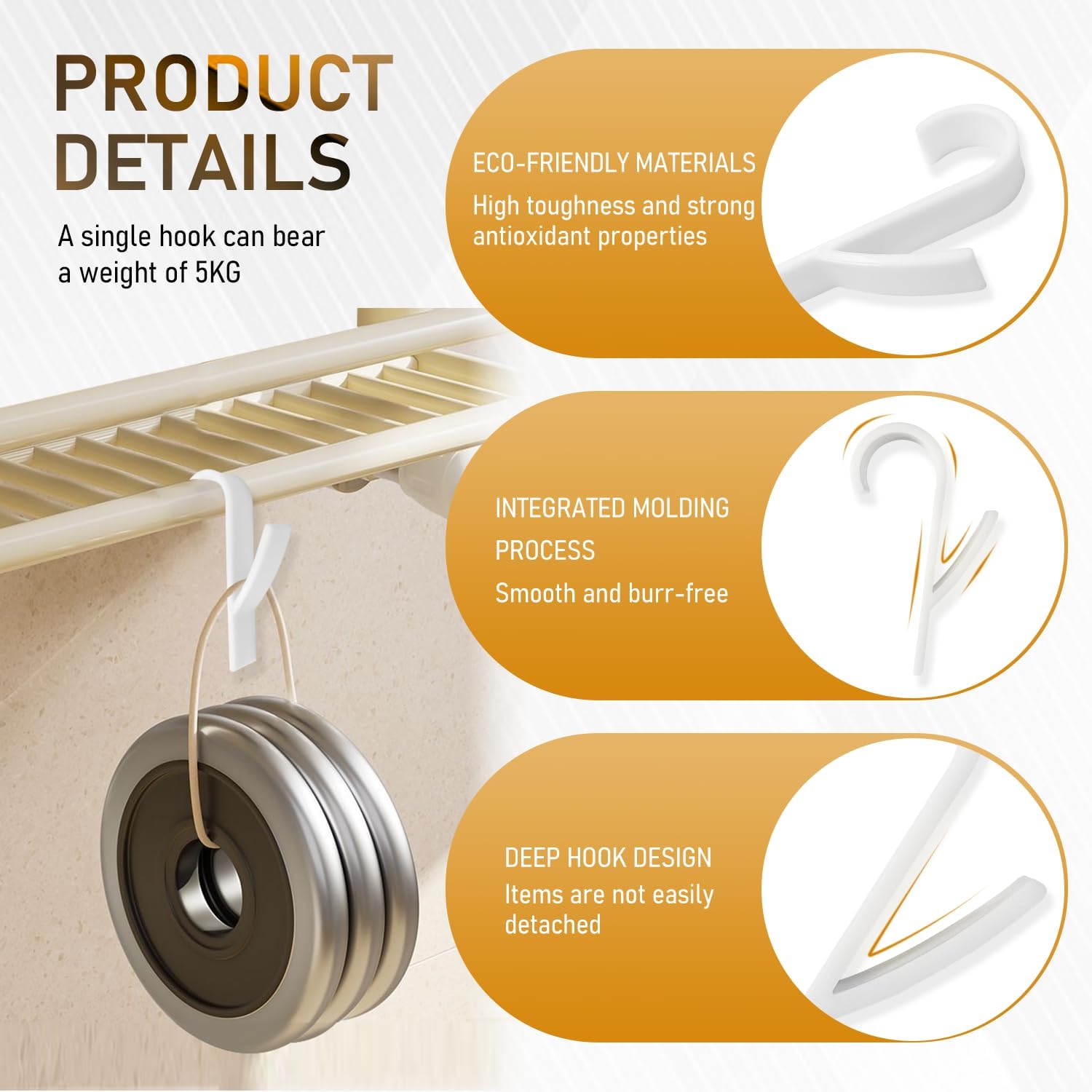 UBRAVE 8 Pieces Radiator Hooks | Bathroom Robe Hooks | Removable without Holes | Space-Saving | for Kitchen | Bathroom | Wardrobe | Towel Cloth Hanger | Hooks for Bathroom Radiator | White