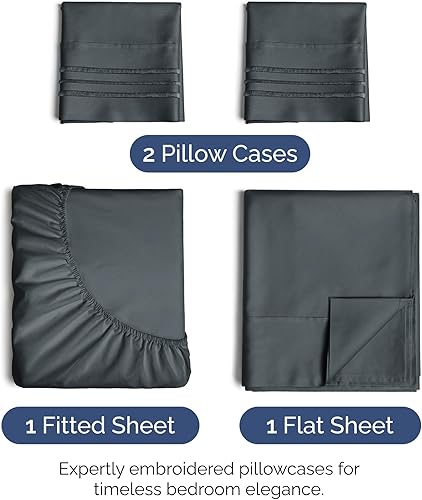Vista 1444 de Juego de sábanas de 4 piezas tamaño king, extrasuaves, transpirables y refrescantes con esquinas profundas, sábanas de fácil ajuste y sin arrugas