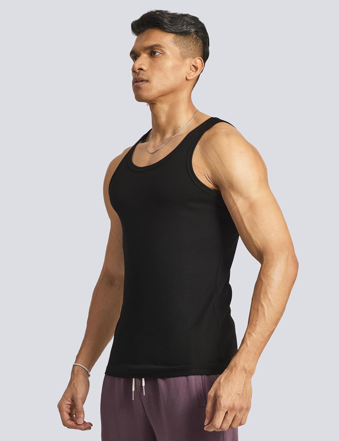 Ouber Men's Ribbed Gym Tank Top Fitness Workout Muscle Sleeveless Bodybuilding Shirt - Image 2