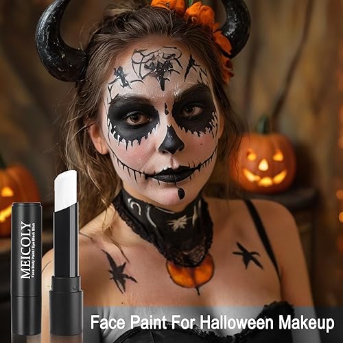 Miniatura 2 de MEICOLY White Eye - Barra negra para ojos, impermeable, para béisbol, sóftbol, fútbol, lacrosse, blanco, para Halloween, SFX, cosplay, cadáver,