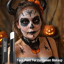 MEICOLY White Eye Black Stick,Waterproof Eye Black Baseball Softball Football Lacrosse,White Face Body Paint Stick for Halloween SFX Cosplay Corpse Clown Makeup