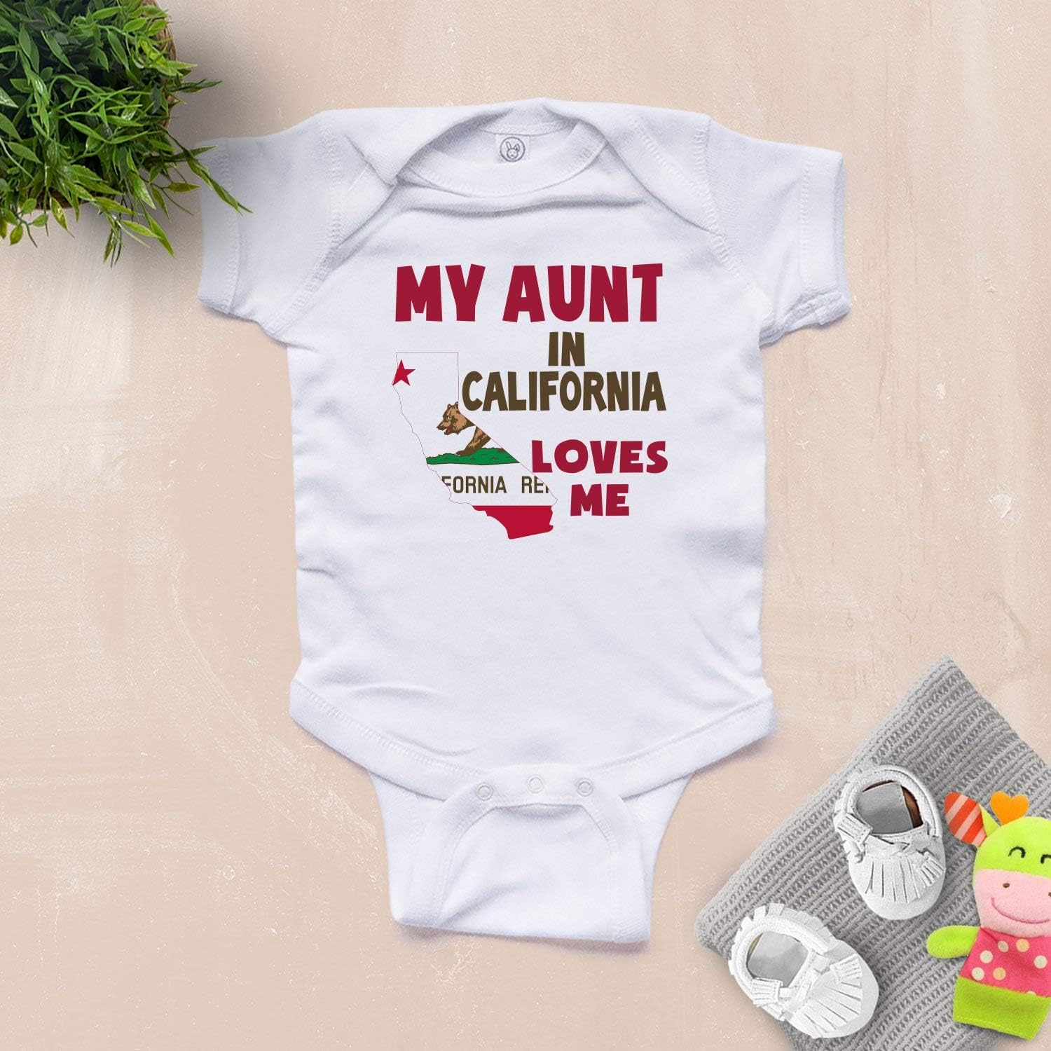 NanyCrafts Baby's My Aunt in California Loves me Bodysuit, My Aunt Loves me