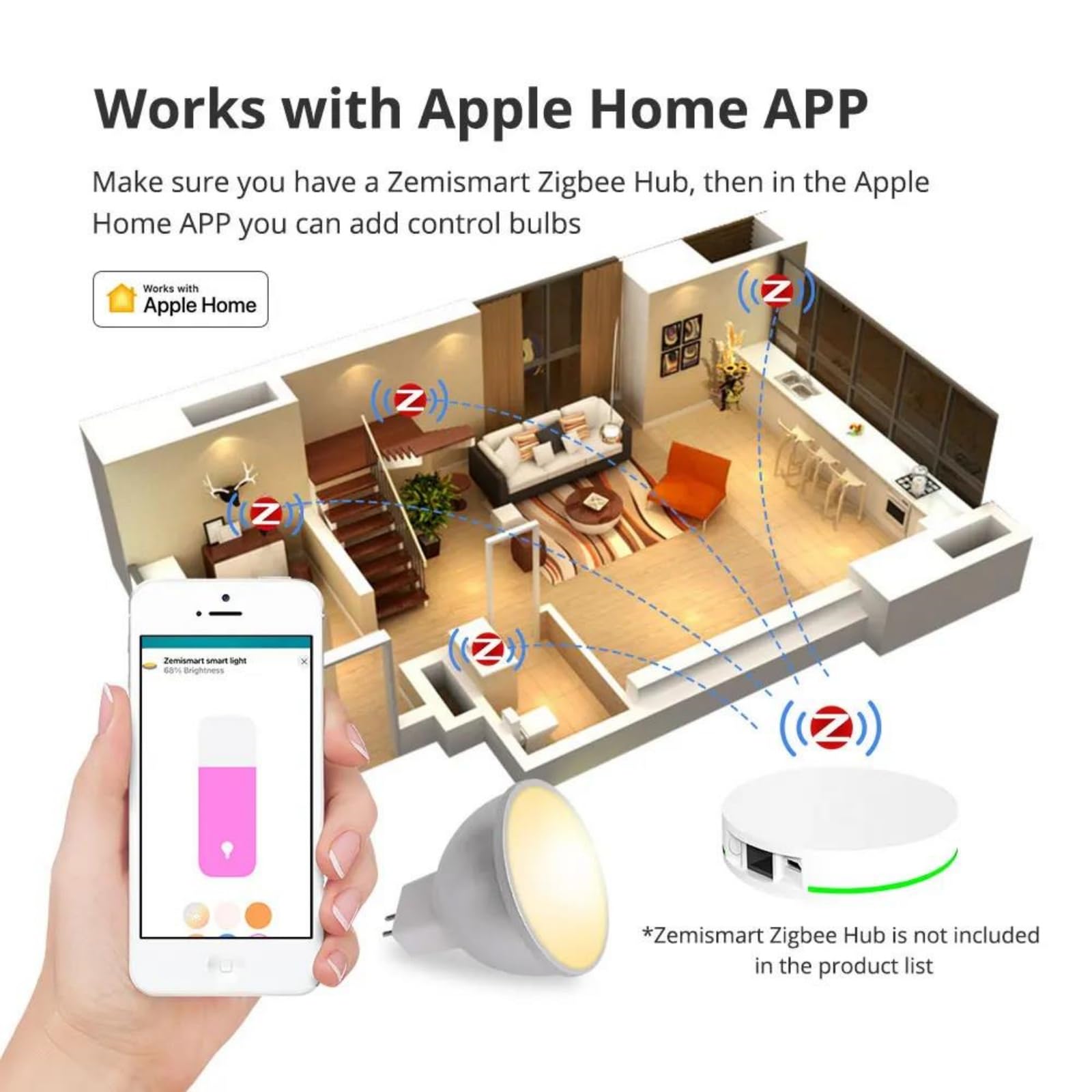6 Pezzi 12V MR16 5W Lampadina LED Spotlight Intelligente RGBCW Dimmerabile Funziona con Tuya Alexa Google Home