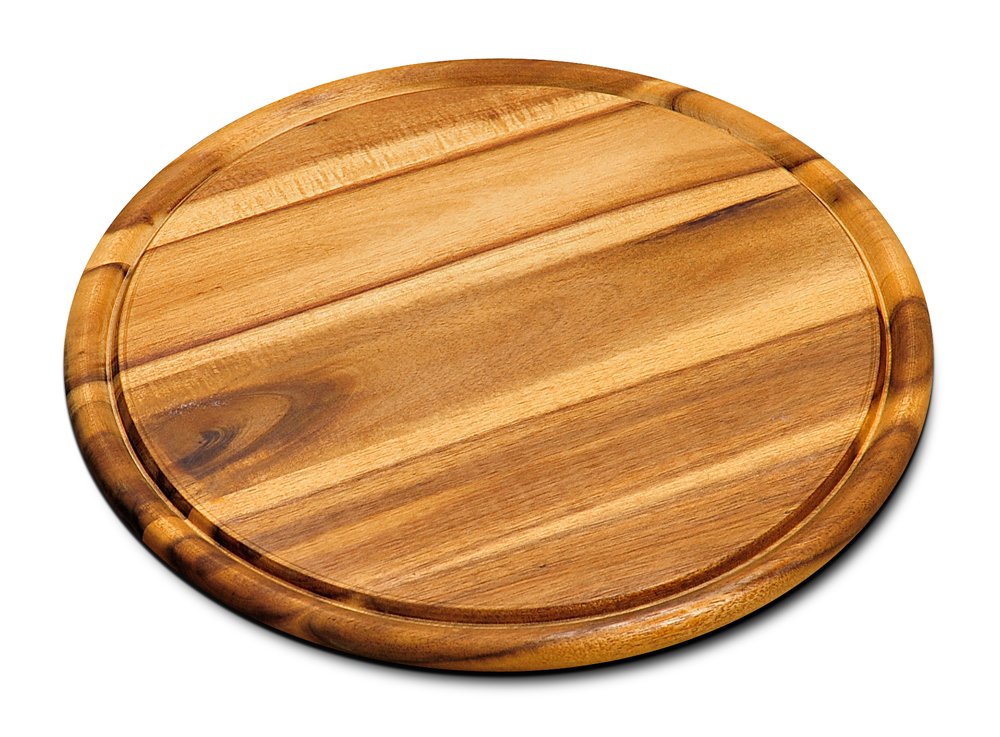 KESPER 28444 Set of 1 acacia wood plates for meat, Ø 30 cm, FSC certified, also suitable as a pizza tray or cutting board
