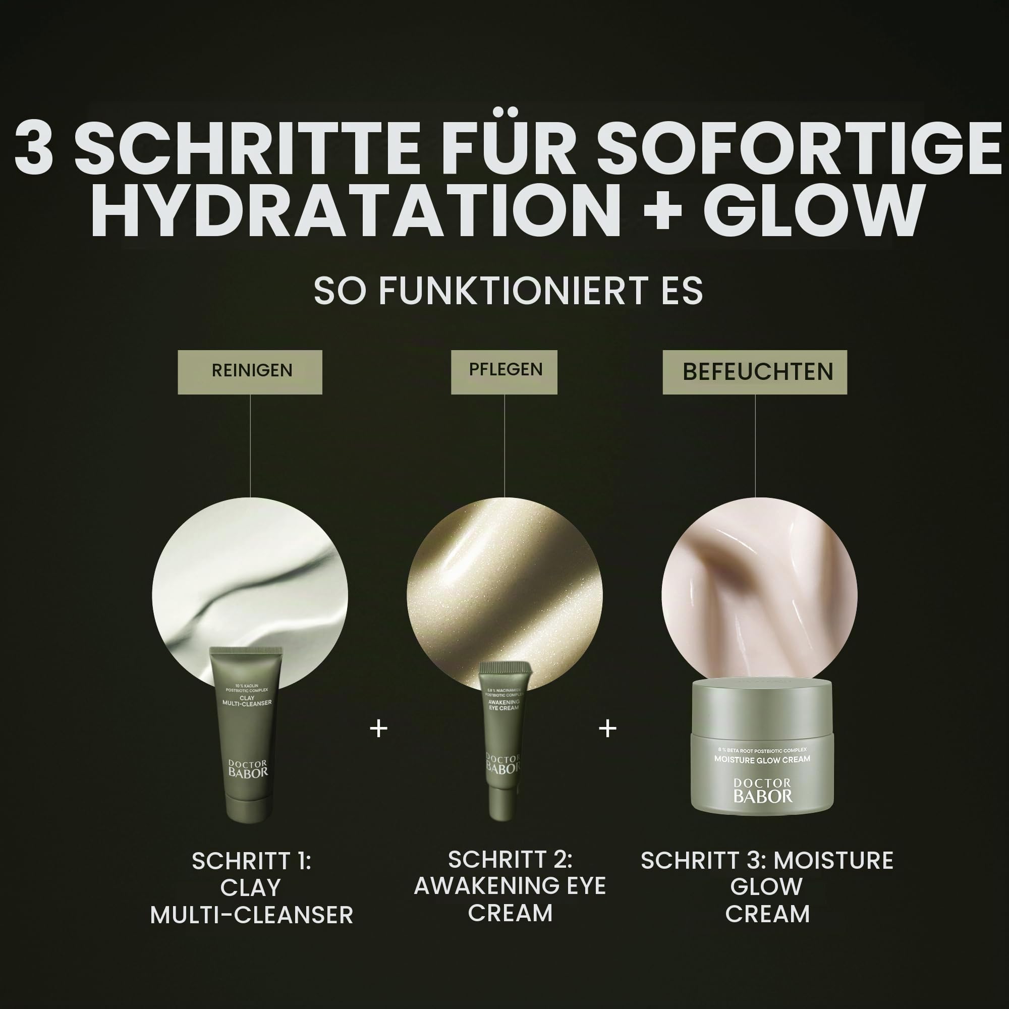 DOCTOR BABOR Moisture Glow Routine Set, für intensive Feuchtigkeit, Microbiomic, 3-teilig