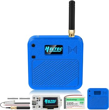 ESP32 LoRa V3 Development Board with 915MHz Antenna + 3000mAh Battery + Meshtastic Case, ESP32-S3 SX1262 Integrated WiFi Bluetooth OLED Display for Arduino LoRaWAN IOT N32, Blue