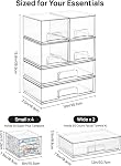 Vtopmart Stackable Storage Drawers Set of 6, Clear Plastic Organizer Bins for Bathroom Supplies, Ideal for Cabinet,Shelf, Pantry, Laundry Room Organization
