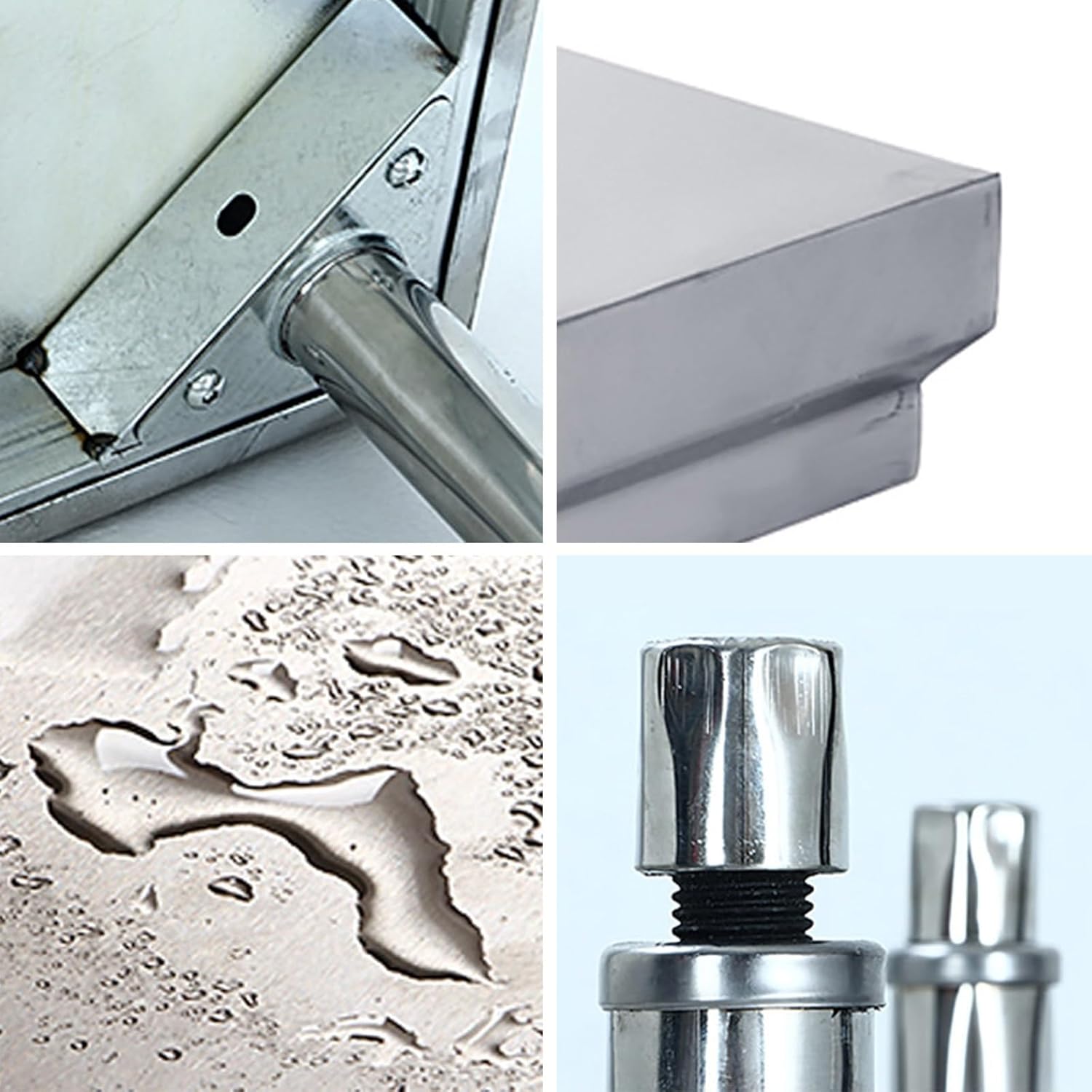 Double Tier Workbench Commercial Kitchen Preparation Table Open Storage Shelves Utility Metal Table Stainless Steel Workbench Sturdy and Stable