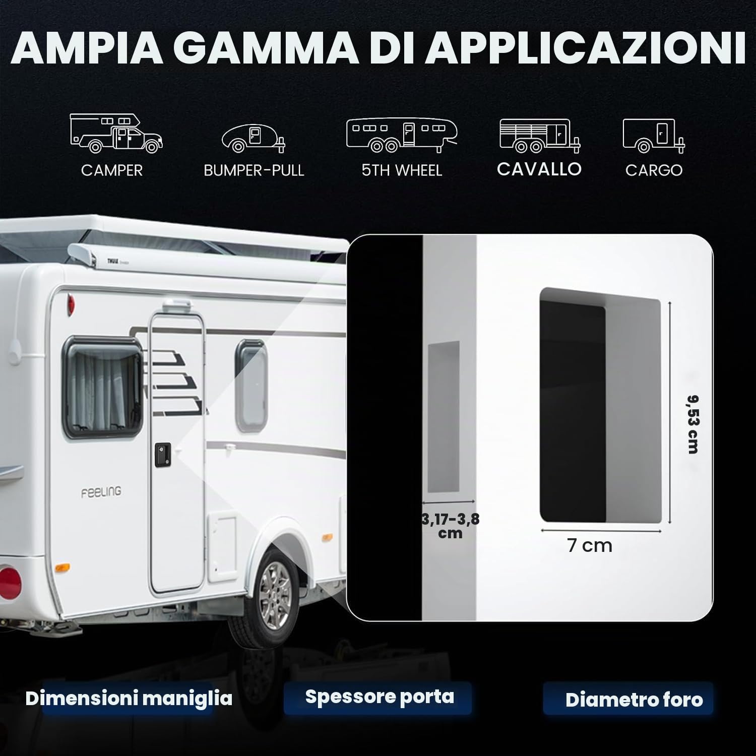Serratura per Porta di Ingresso per Camper, Chiusura del Blocco per Porta Camper in Lega di Zinco con Chiavi, Kit di Attrezzi per Serratura per Roulotte, Rimorchi da Viaggio, Yacht