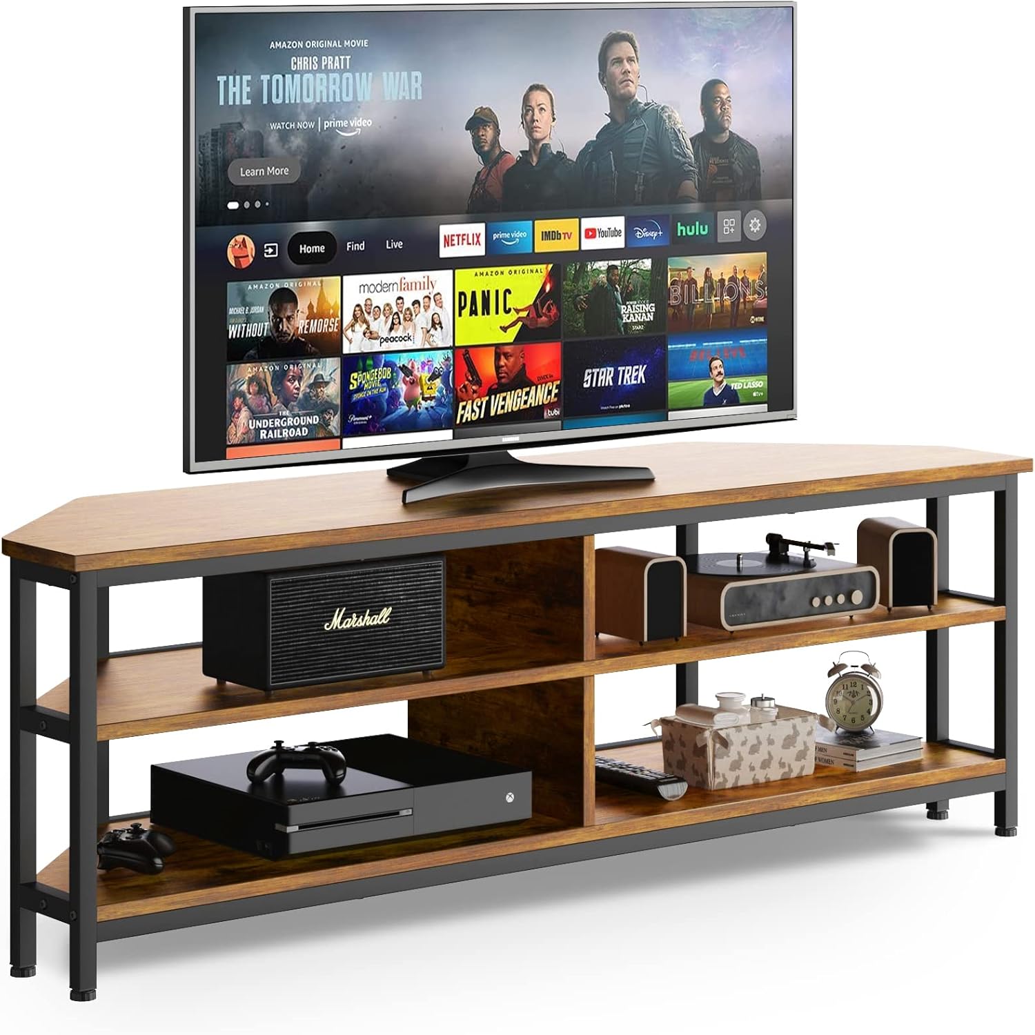 Corner TV Stand for TV up to 65 INCH, Long Corner Entertainment Center TV