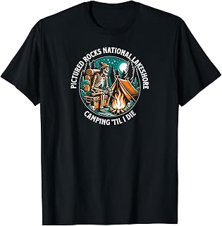 Pictured Rocks National Seashore Camping 'Til I Die Skeleton T-Shirt