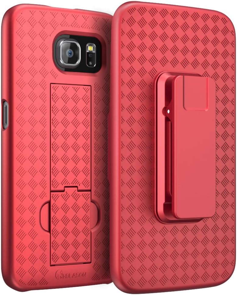 Galaxy S6 Case, i-Blason Transformer Slim Hard Shell Holster Case Combo with Kickstand and Locking Belt Swivel Clip for Samsung Galaxy S6 (Red)