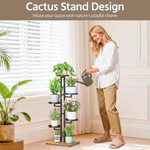 Miniatura 2 de LASZOLA Soporte Negro de 5 Niveles para Plantas de Interior, Estante de Metal Resistente de Servicio Pesado, Estantería Resistente de Múltiples