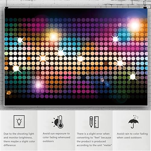 Miniatura 6 de YongFoto Telón de fondo colorido para fiesta de discoteca de 10 x 8 pies, puntos redondos con purpurina brillante, Bokeh, puntos brillantes, halos,