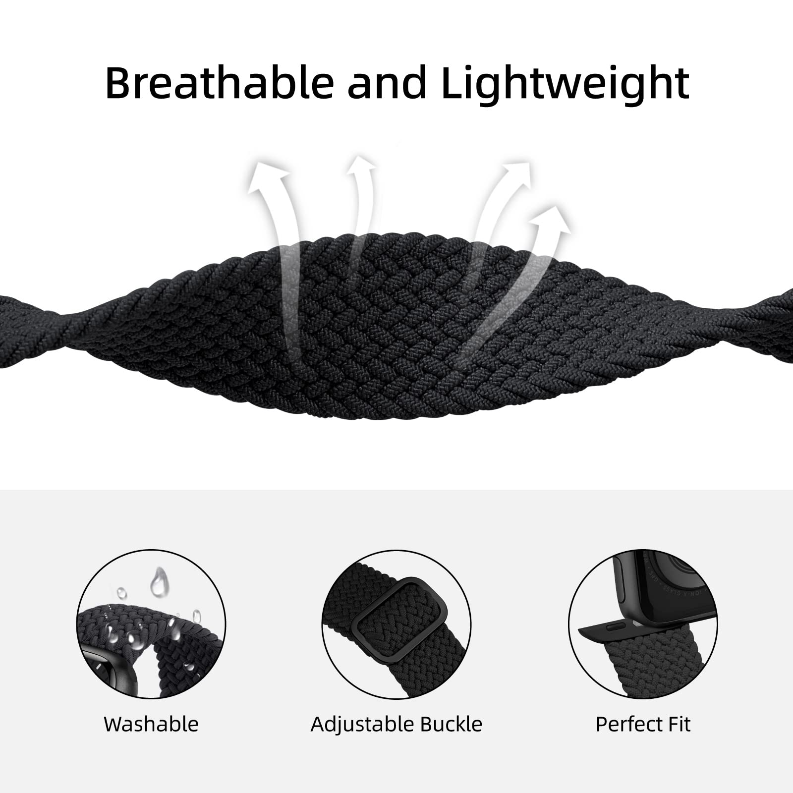 Nimblistic 2 Pack Stretchy Braided Solo Loop Compatible for Apple Watch Straps 42/44/45/46/49mm - Image 2