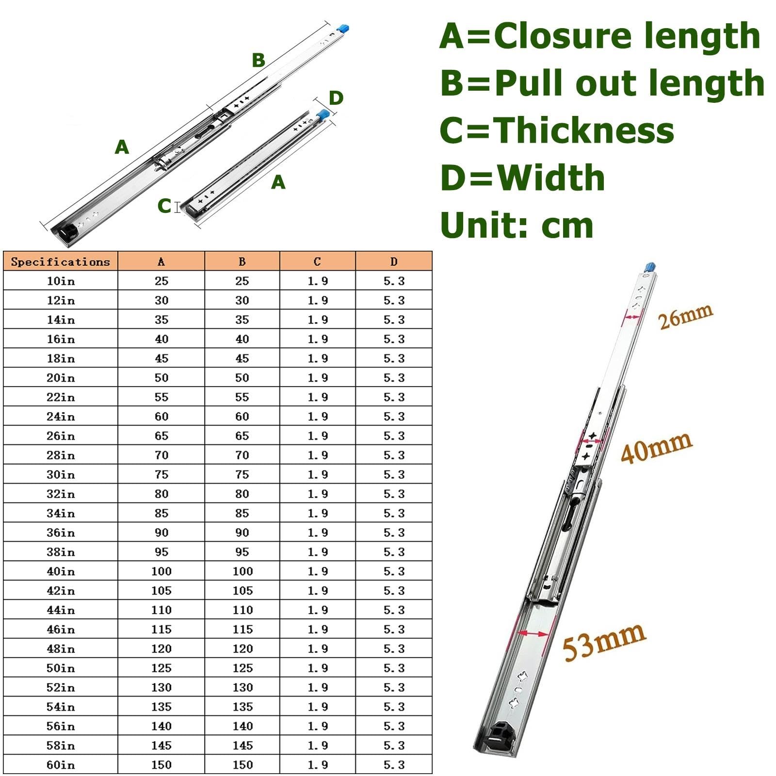 Guide For Cassetti Del Letto, Guide For Cassetti Con Cuscinetti A Sfera