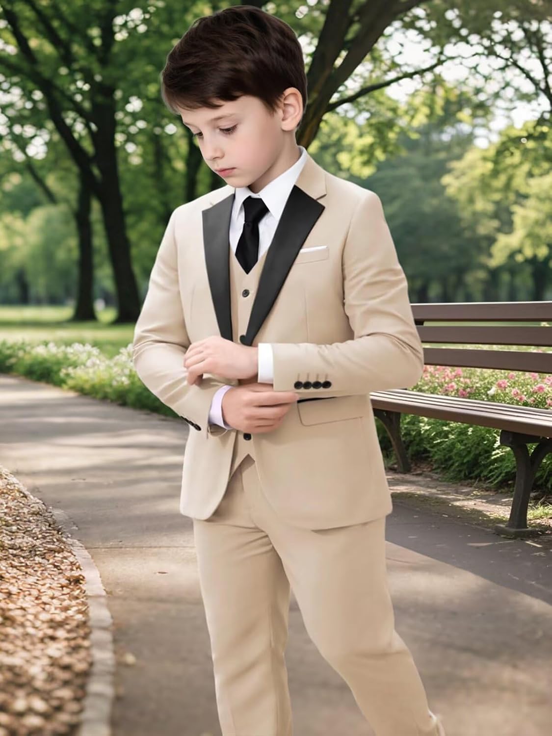 Boys' Suit 3 Piece Slim Fit Suit Formal Tuxedo for Toddler Boys Kids Casual Suits for Wedding Party Outfit Set