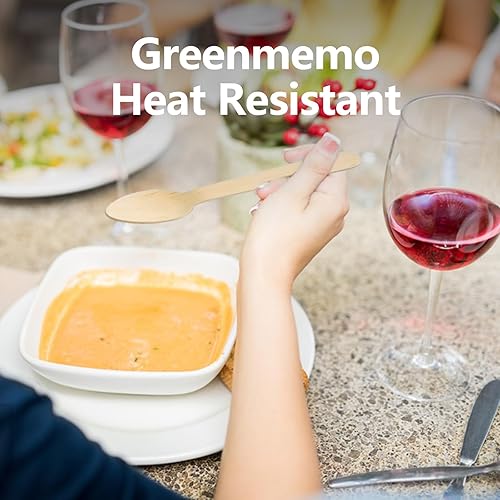 Miniatura 4 de Utensilios desechables de bambú, utensilios de bambú natural, 100 cucharas, cubiertos compostables biodegradables, cubiertos de bambú reutilizables