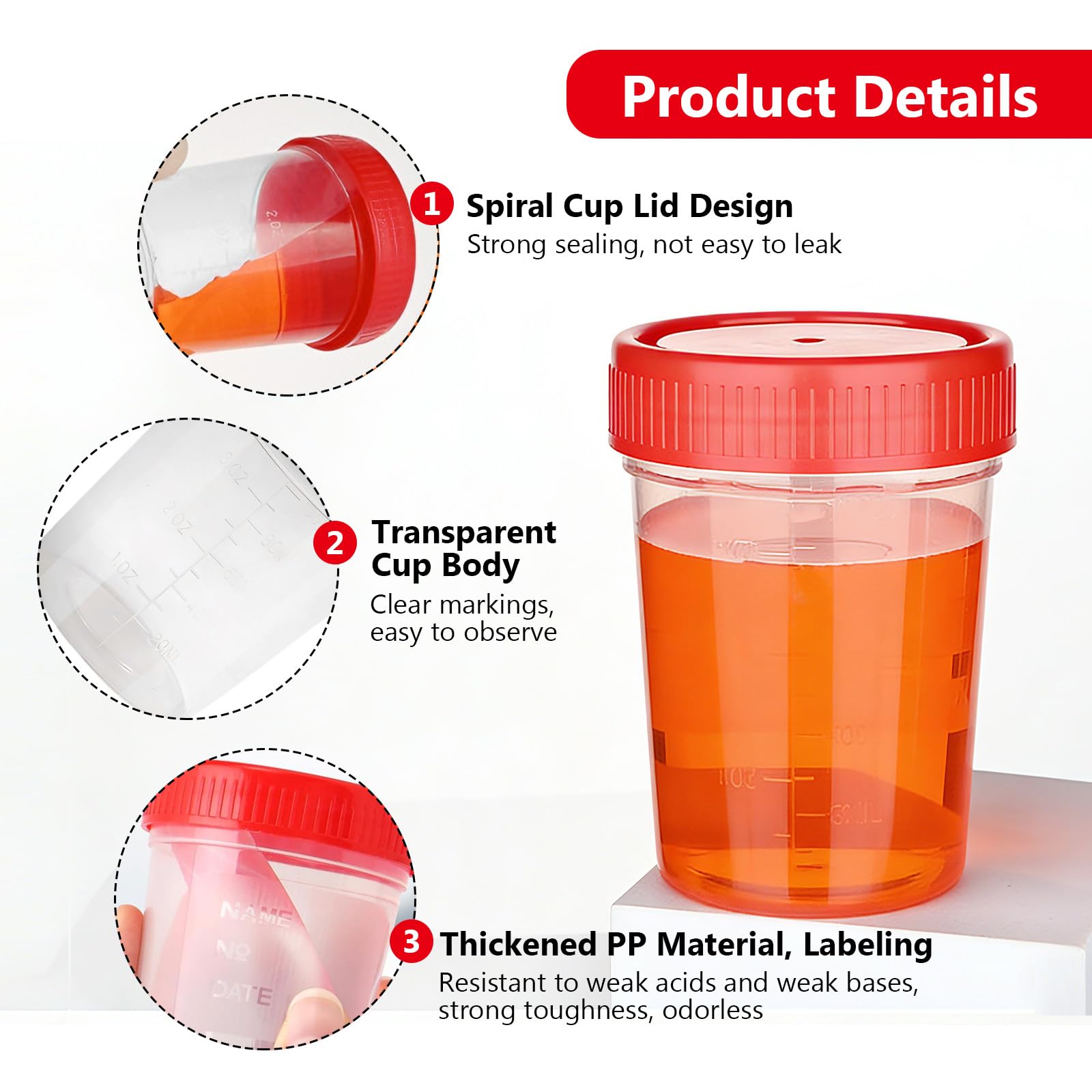 30 vasos de muestras con tapa de rosca, 120 ml, taza de orina graduada con tapa, recipiente para muestras de orina, recipiente para muestras de orina para cocina, manualidades, medicina, muestras de