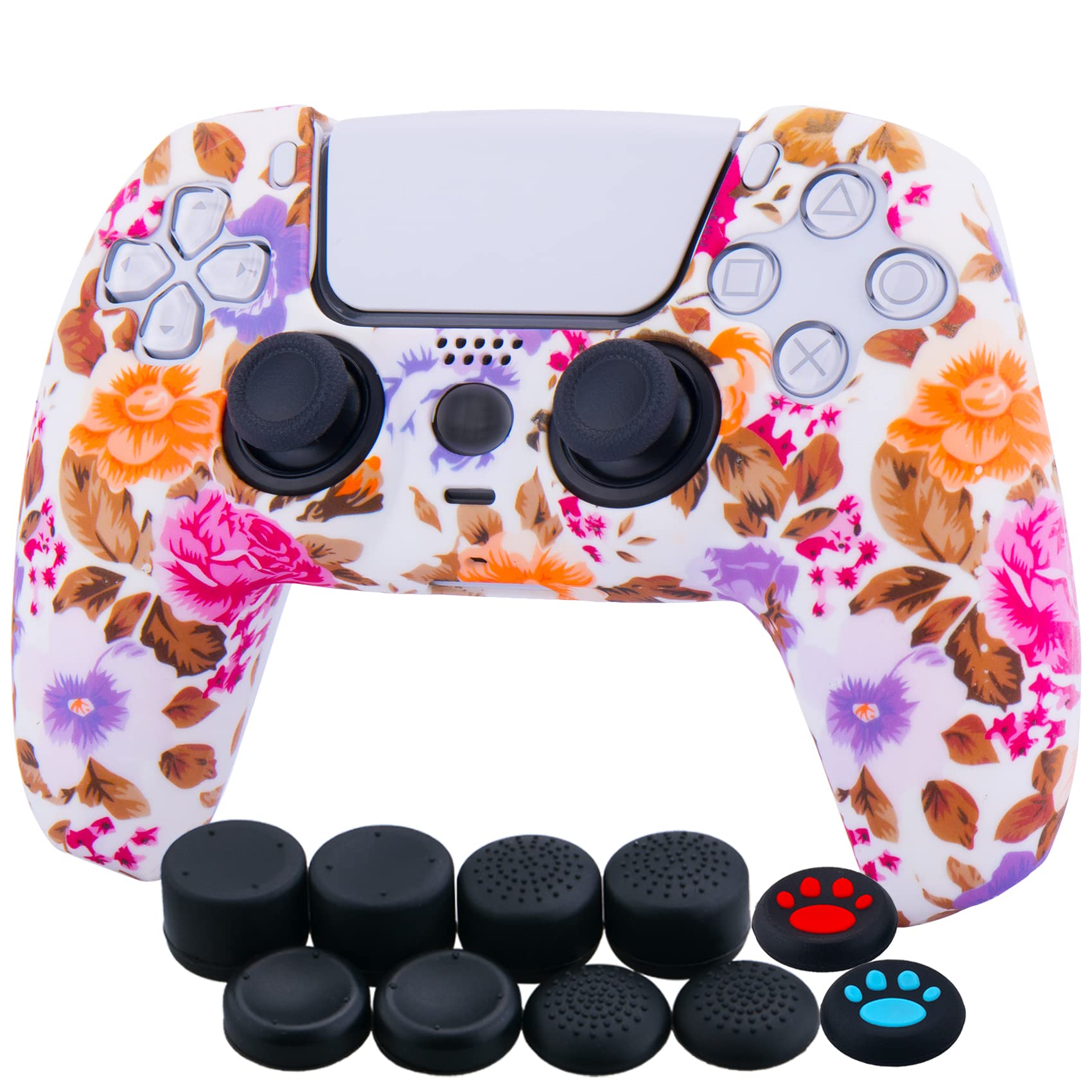 YoRHa Silicona Espesar Impresión Funda Piel Carcasas cubierta Compatible de PS5 Mando x 1 (Pintada) con Agarres para el Pulgar x 10 — view 11