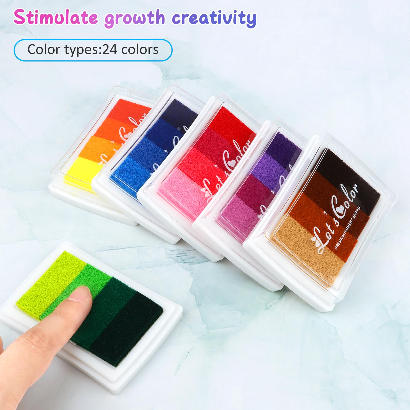 6 Tampons Encreur 36 Couleurs Dégradées - Lavables, Pour Peinture Doigts, Scrapbooking