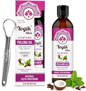 Coconut & Mint Oil Pulling Oil for Oral Care, 8 Fl Oz | with Peppermint, Clove & Tea Tree Oils | Fluoride Free, Alcohol Free | Daily Swish Oral Hygiene Oil