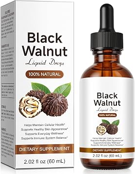 Black Walnut Liquid Drops - 500mg Juglans Nigra Extract - Supports Everyday Wellness, Digestive Balance & Cellular Harmony - Vegan, Alcohol-Free & Sugar-Free - 2.02 fl oz (60 mL)