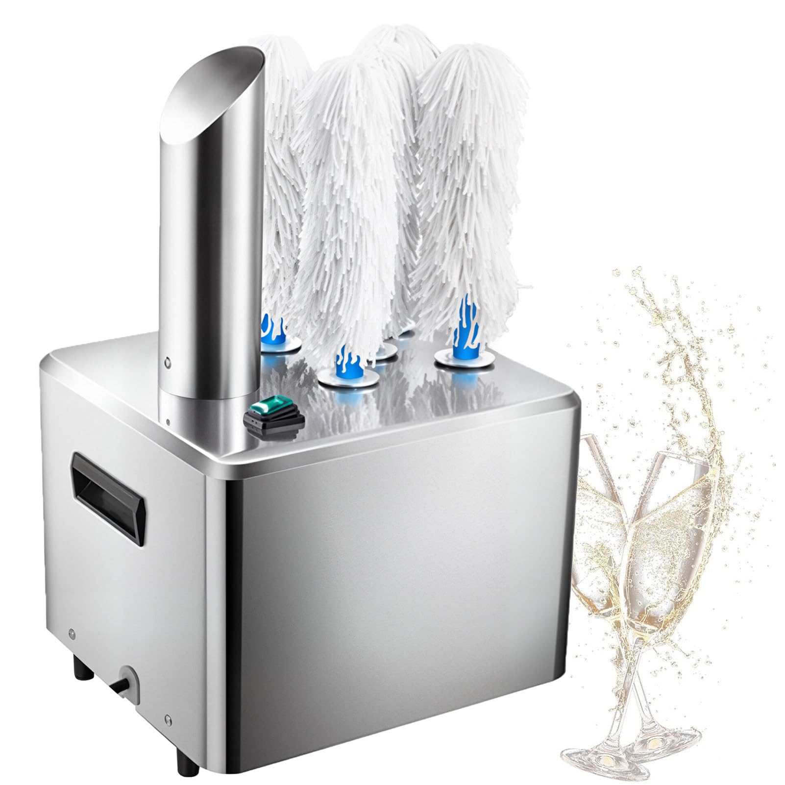 Lavabicchieri Bar,1200 Bicchieri/Ora A Sviluppo Verticale con 5 O 8 Spazzole; Ideale per Calici da Vino, Boccali da Birra E Bicchieri da Bar, Cucina O Caffetteria 5-HeadGlassPolisher