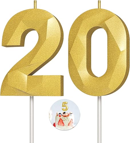 Miniatura 225 de Velas de cumpleaños con número (4 velas rojas) 3D con forma de diamante número Happy Birthday Cake Velas para fiesta de cumpleaños, boda, decoración