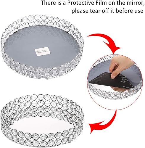 Miniatura 4 de Hipiwe Bandeja de maquillaje de cristal, bandeja de perfume de espejo, bandejas de almacenamiento de joyas, bandejas de bisutería, organizador de