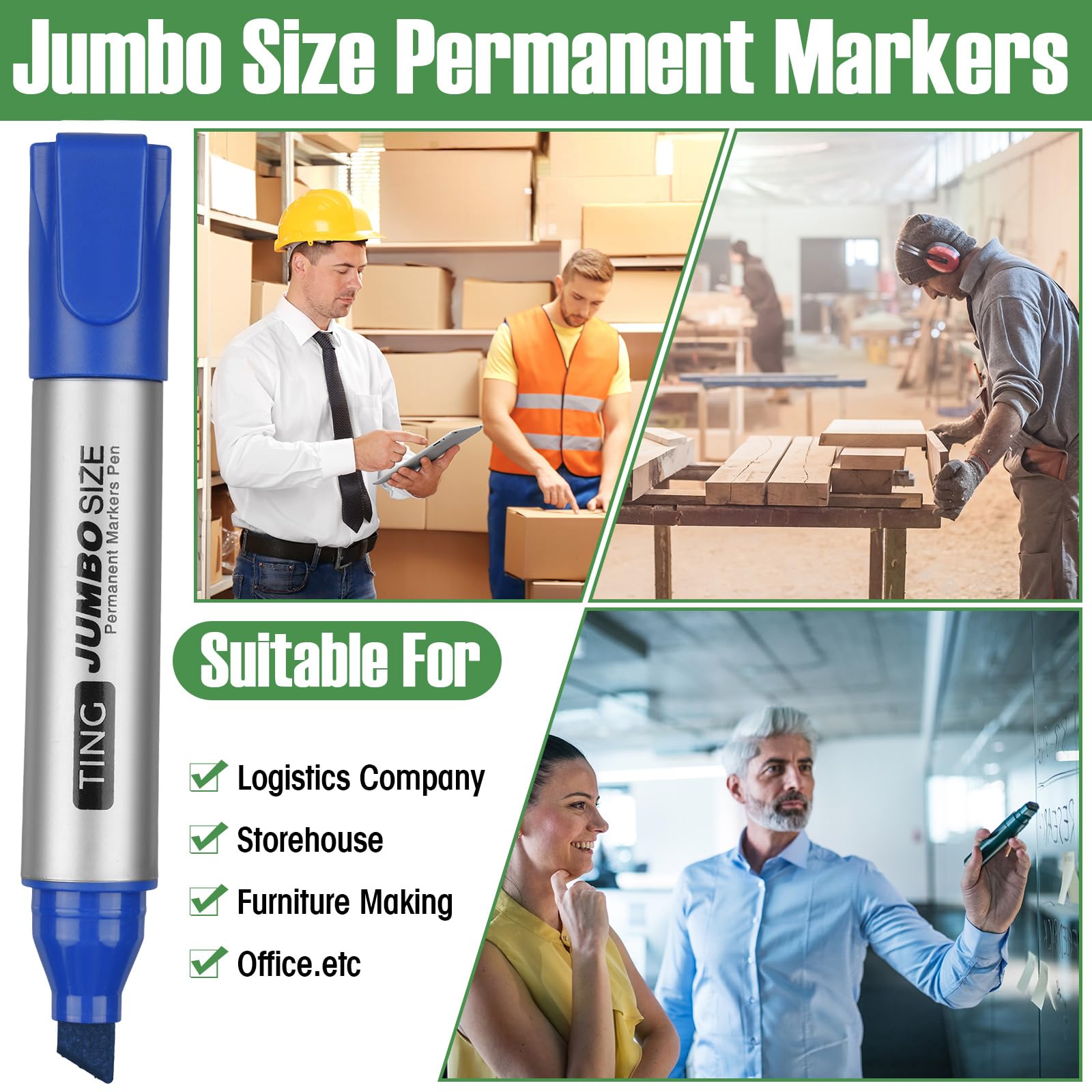 Cholemy Jumbo markery permanentne, duże znaczniki permanentne, duża końcówka dłuta, markery Jumbo, szybkoschnące markery permanentne, artykuły biurowe, szkolne, dla nauczycieli, wielokolorowe, 40 szt