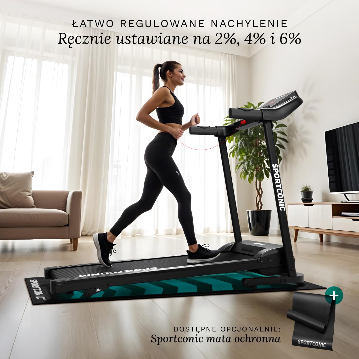 Sportconic Bieżnia Elektryczna 1-12KM/H | Bieżnia do Domu Składana | Bieżnia z Nachyleniem | Pod Biurkiem | Zestawie Uchwyt Na Tablet i Pilot (Bez maty ochronnej, 1-12 km/h (T140))