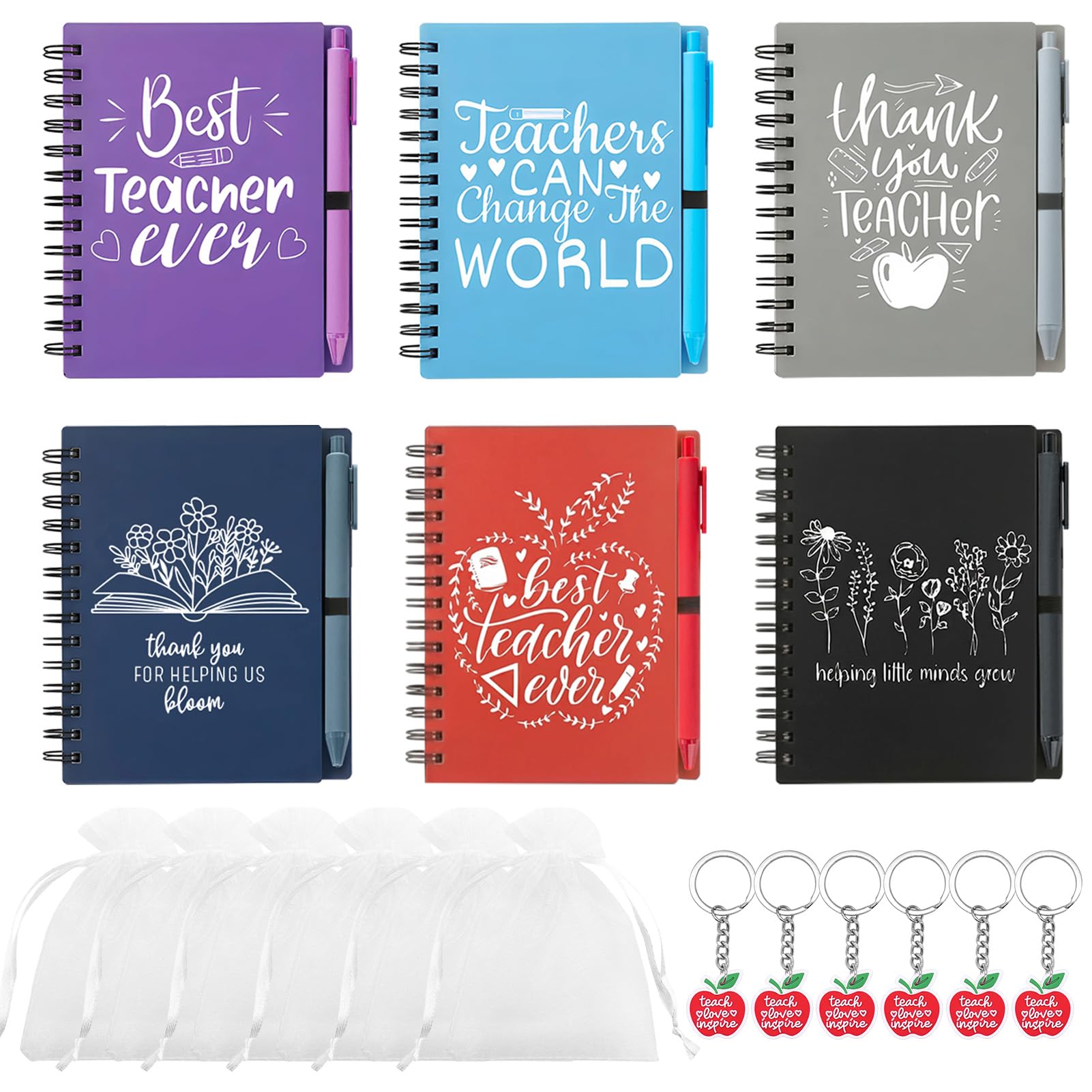 Joyesplay 6 Sets Thank You Gift,Thank You Teacher Motivational Notebook with Sticky Notes Set,Employee Appreciation Gifts for Colleagues Women Men (Multicolor-2) โ image 1