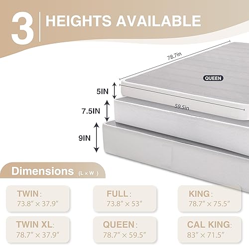 Miniatura 3 de Dyonery Somier de metal King de 5 pulgadas con montaje rápido, base de colchón resistente, marco de metal de acero fuerte, fácil montaje