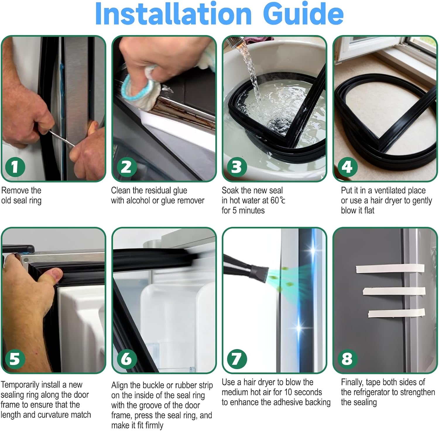 UPGRADED MDS64239207 Refrigerator Door Gasket Replacement Compatible with LG, Kenmore Bottom-Mount Refrigerator Door Seal, Replaces Part Number MDS62111101 MDS62111103 Freezer Door Gasket (Black)