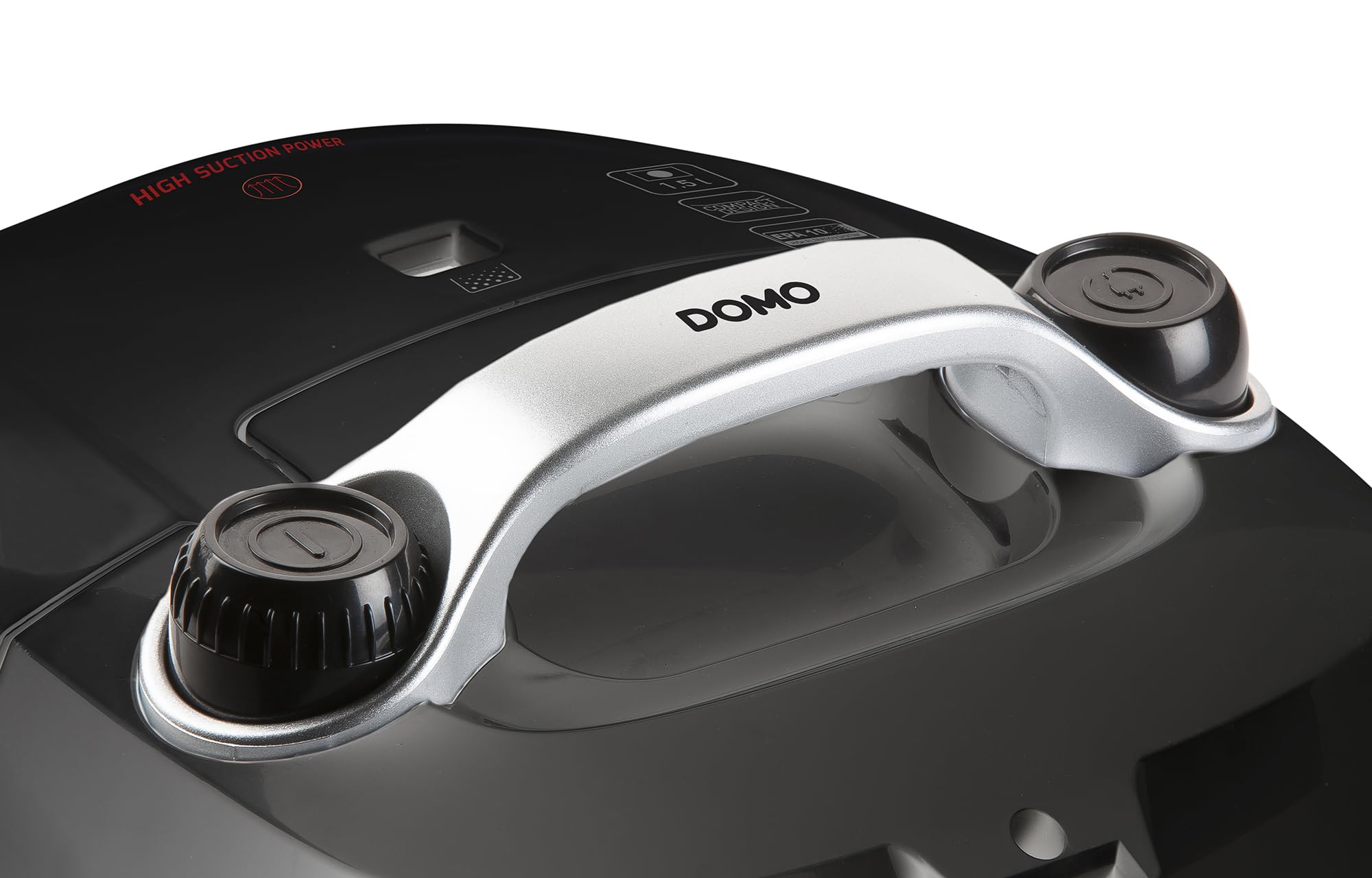 DOMO DO1033S Aspirateur avec Sac - avec indicateur de Sac Plein - 1,5L - Inclus Brosse pour Sol, suceur Plat avec Brosse et 1 Sac à poussière - 450W - Noir