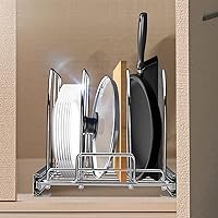 Vista 8 de VEVOR Estante para sartenes y ollas, organizador extensible para debajo del gabinete, organización de bandejas para hornear galletas, separadores