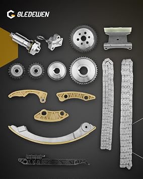 Timing Chain Kit 2.4 L, Compatible with 2009-2017 Chevy Captiva Equinox HHR Impala Malibu/GMC Terrain/Buick Lacrosse Regal Engine 2.4L, Intake & Exhaust VVT Solenoid, OE#9-4201s, 12578515, 12578516