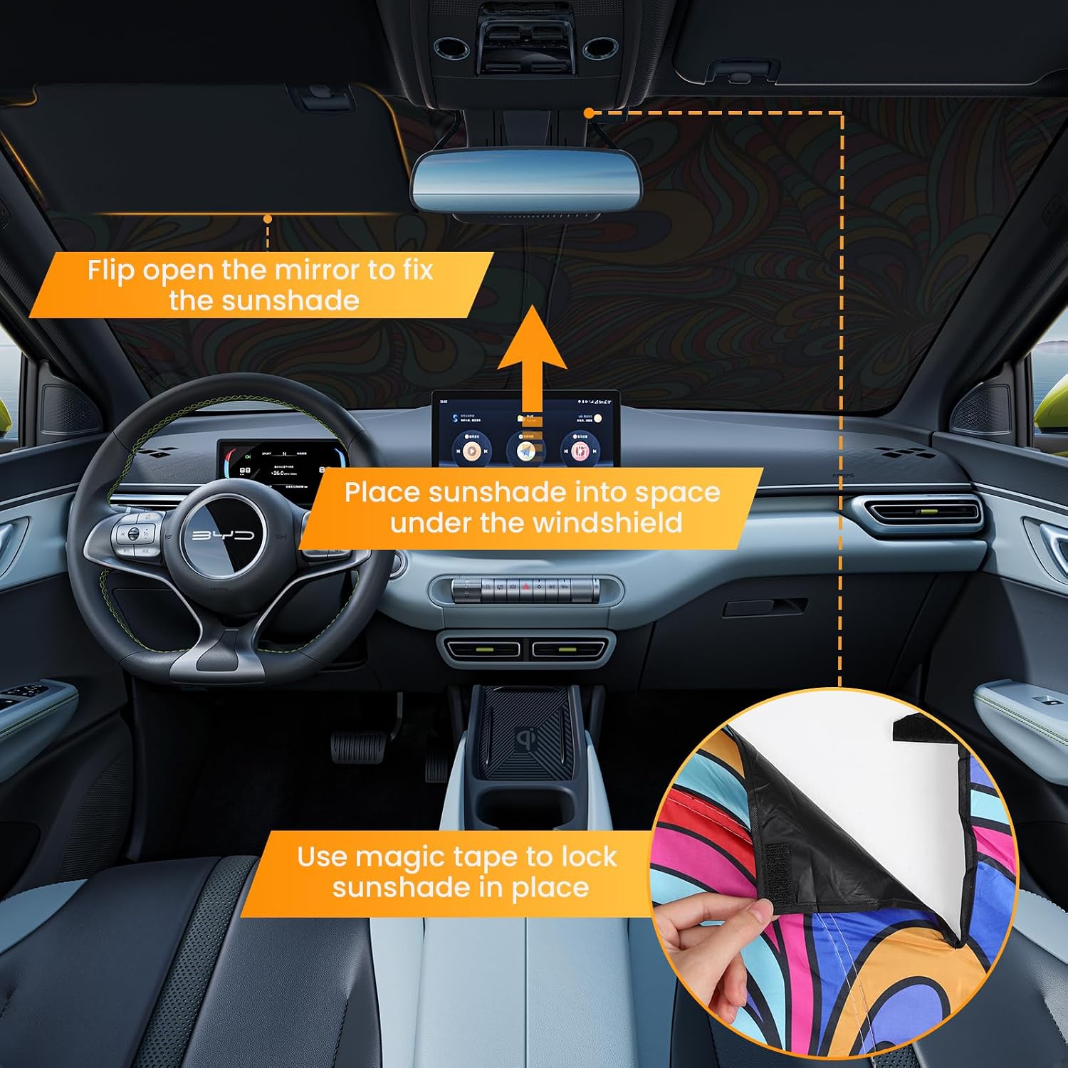 Car Windshield Sun Shade UV Reflector Foldable Front Window SUV image 5