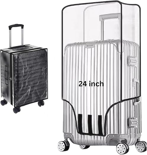 Tusmad Suitcase Cover Large Size | 24 Inch Transparent PVC Luggage Cover for Hard Trolley Bag (60 CM), Waterproof Clear Pr...