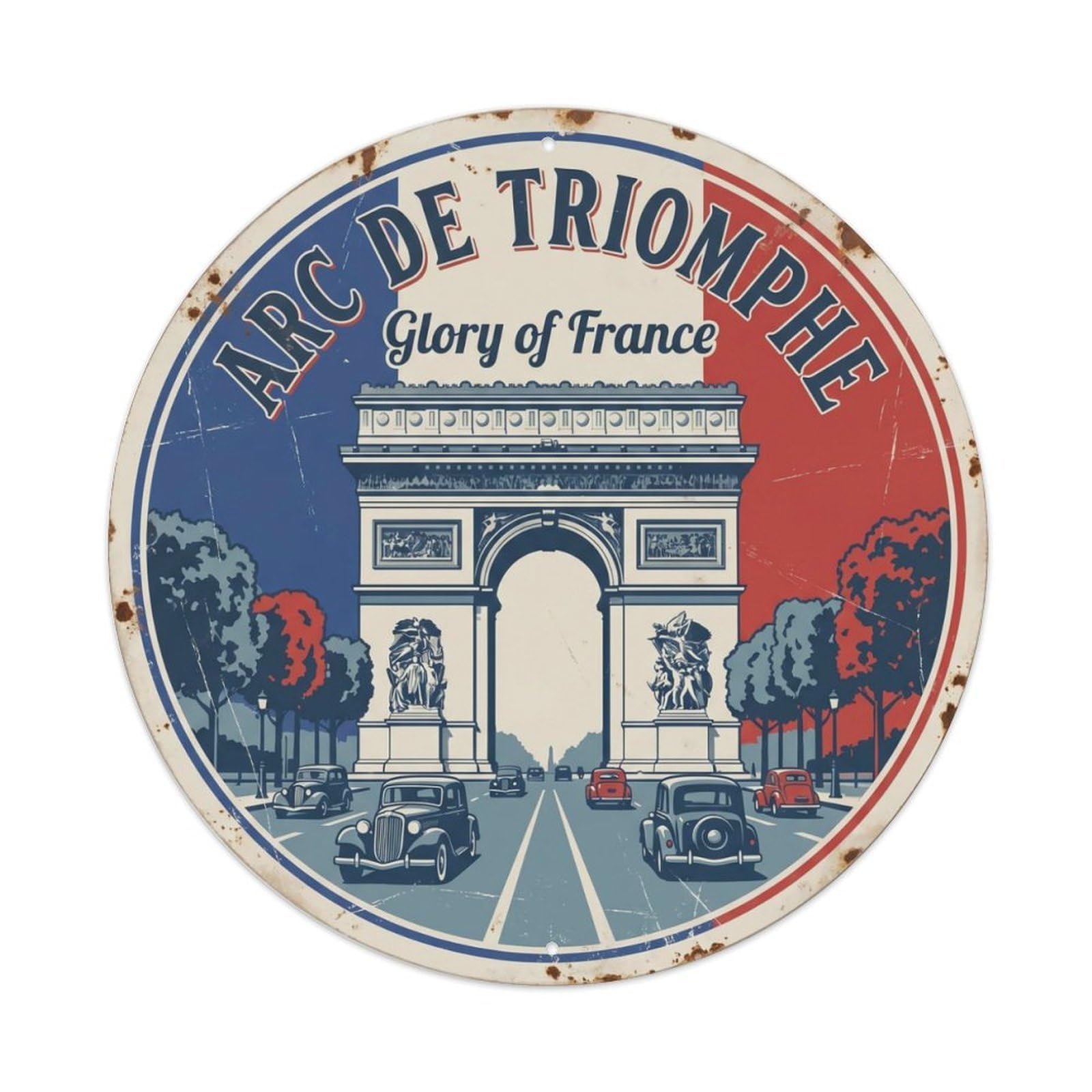 Fqnyr Style Vintage Travel Arc Triomphe Paris 1 Metal Tin Sign