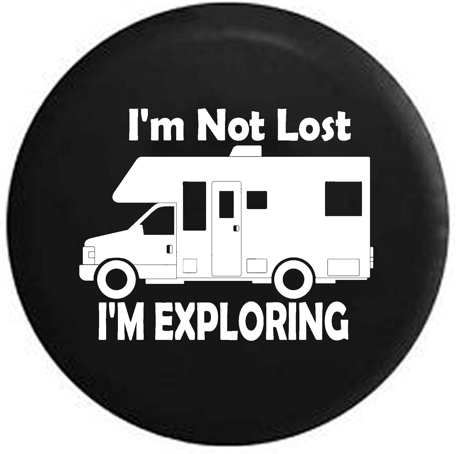 MUD Tire Wheel Cover Not Lost Just Exploring RV Universal Fit for Size 35 Inch Black
