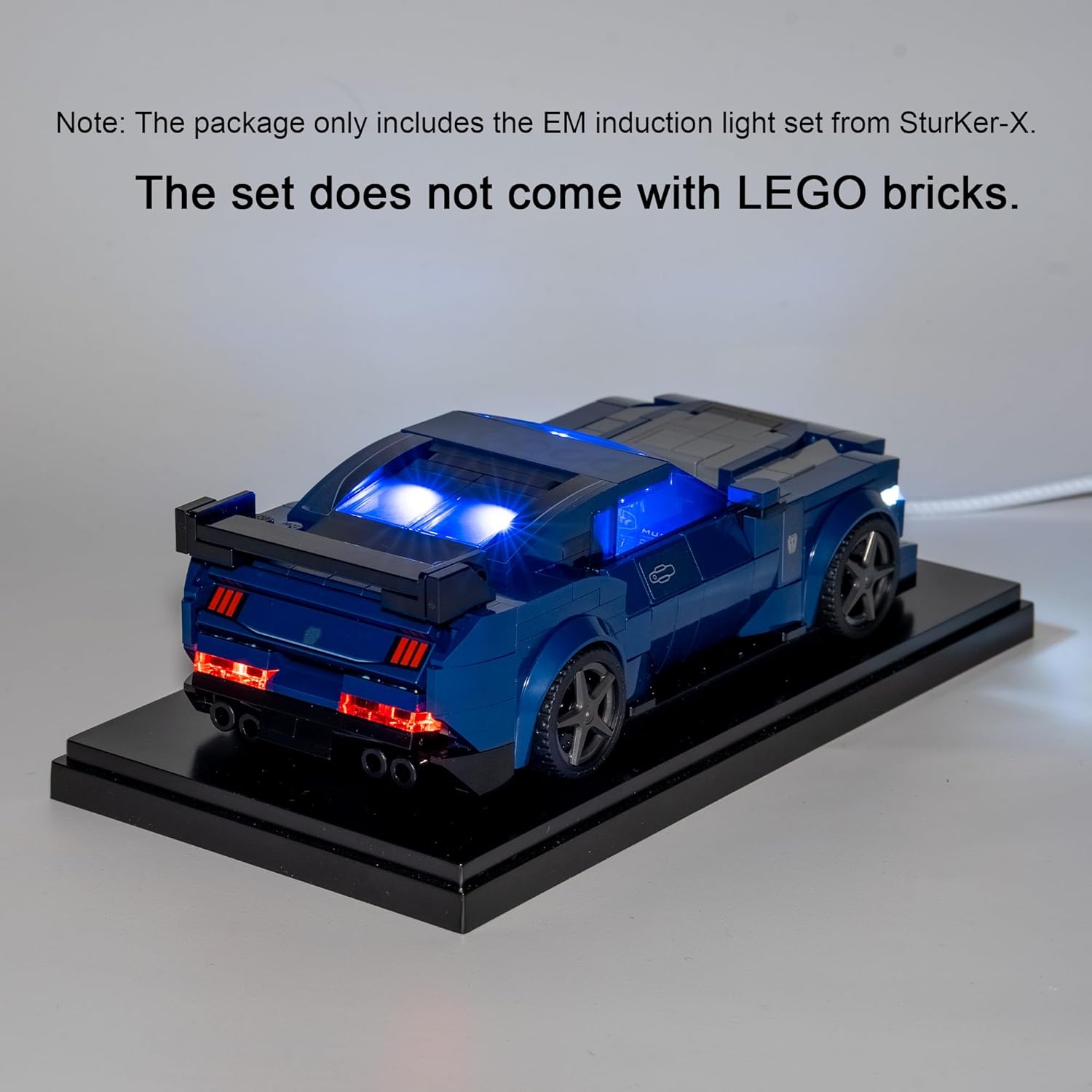 Wireless Led Light Kit Compatible with Lego Speed Champions, Lighting Set for Ford Mustang Dark Horse Sports Car Toy, Lights Decoration for Lego 76920 - Toy is not Included (S-76920)