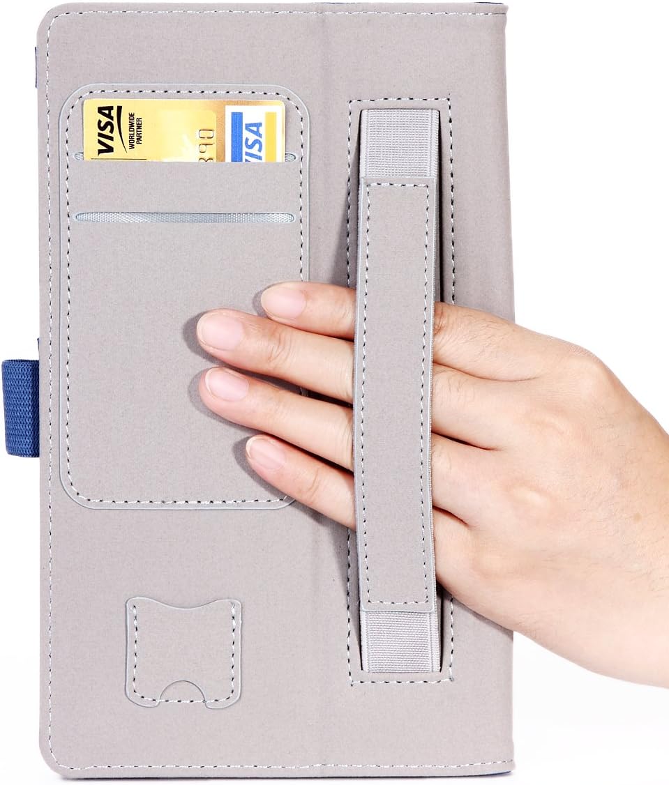 i-BLASON Kindle Fire HDX 8.9 inch Tablet Leather Case Cover / Elastic Hand Strap / Stylus / ID Holder (Not Compatible with Kindle Fire HD 8.9 2012) 3 Year Warranty (Blue)