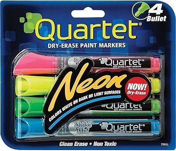 Quartet Glass Whiteboard Markers, Dry Erase Markers, Neon, 2 Pack 79551 Pack of 2