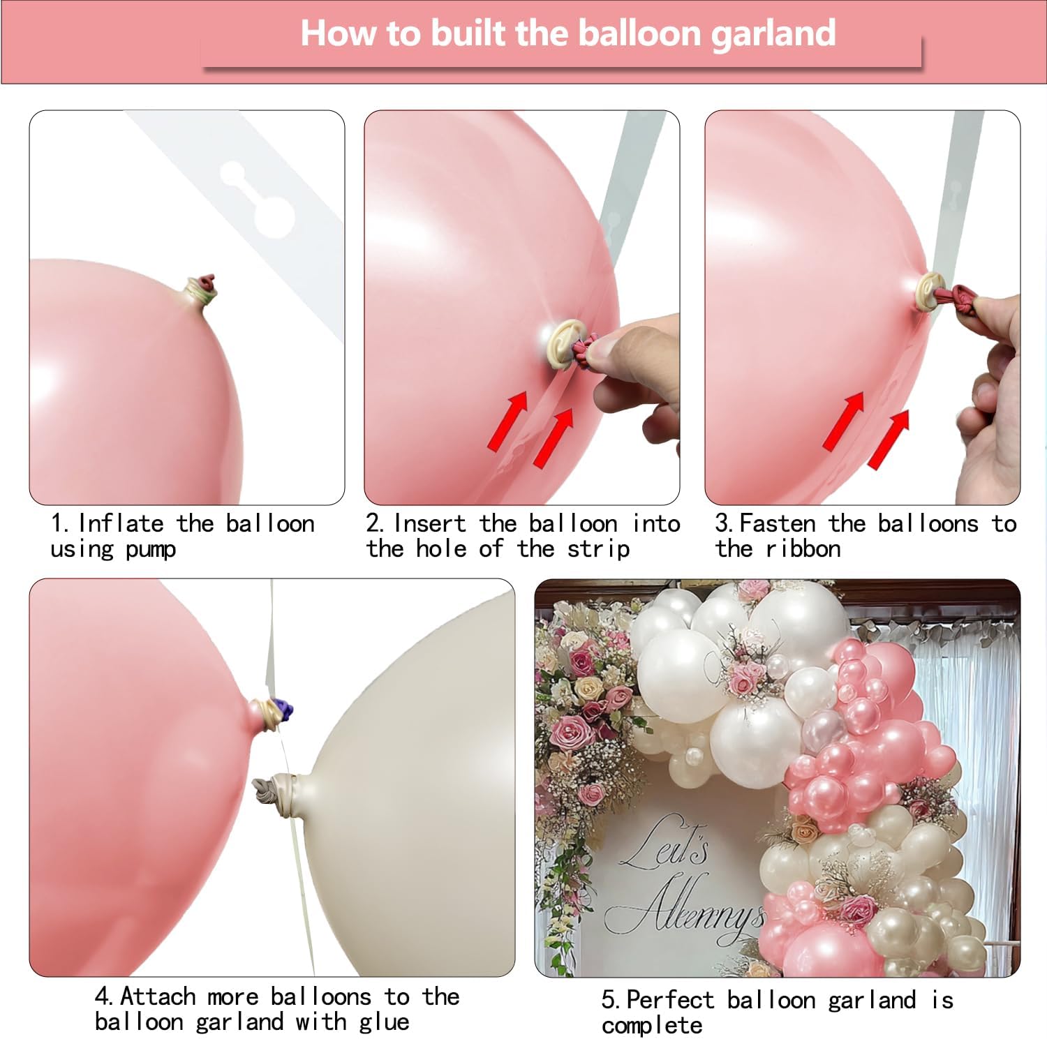 Pink White Balloon Arch DOUBLE STUFFED Pink White Sand Balloons for Birthday Baby Shower Wedding Bridal Engagement Party Decorations