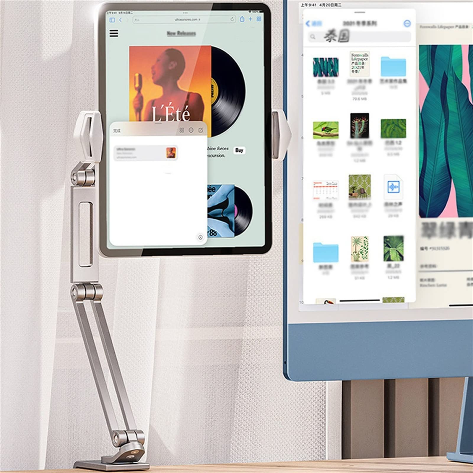 Uchwyt na tablet Stojak na tablet, Leniwe ramię Łóżko Biurko Uchwyt na tablet, Obrotowy regulowany stojak na tablet do smartfonów i tabletów o przekątnej ekranu 4-12,9 cala (kolor: srebrny)