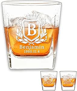 Amazon.com: Custom Whiskey Glasses-Personalized Engraved 26 Letters ...